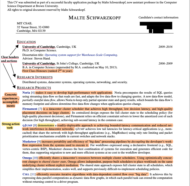 Sample CV (MIT EECS Example)