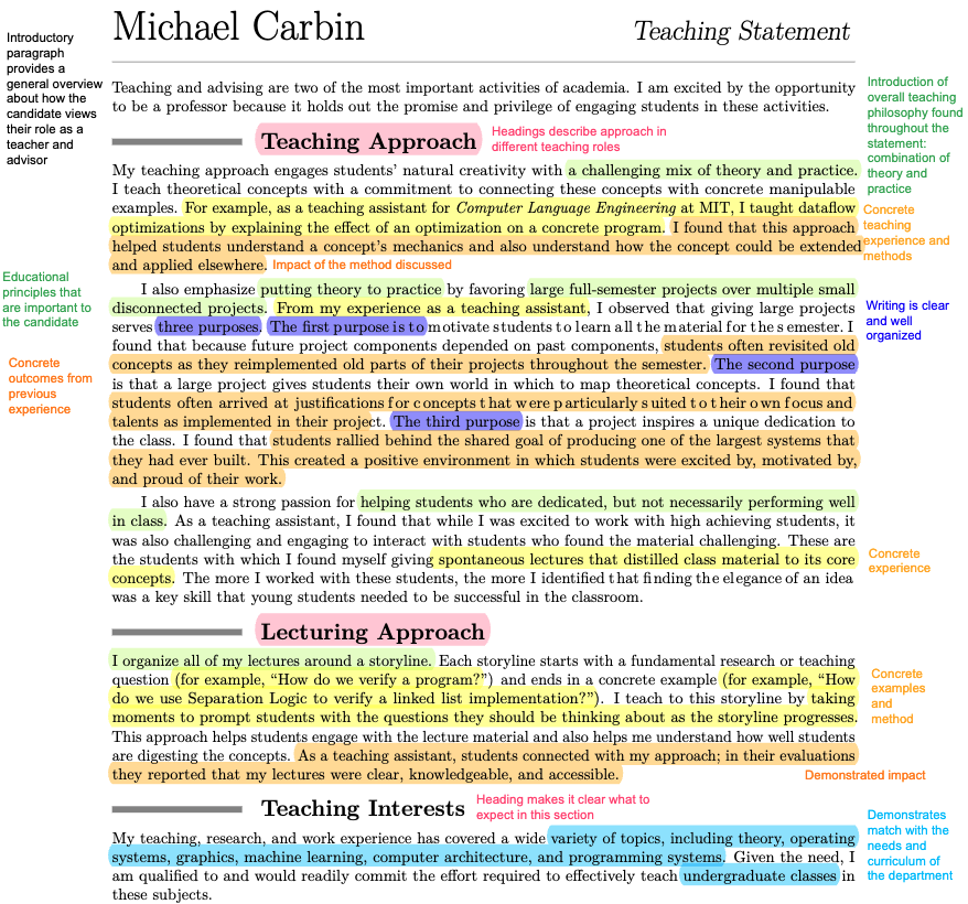 Sample Teaching Statement Excerpt